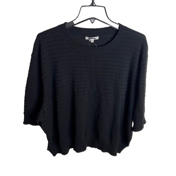 Madewell $78 Womens Plus Textural Stitch Cotton Sweater Black SIze 3X NU542 - Picture 1 of 5